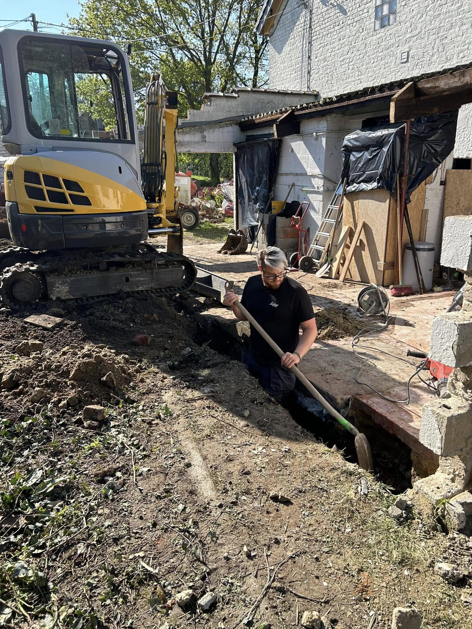 Alexis Jonckers sur un chantier à Namur